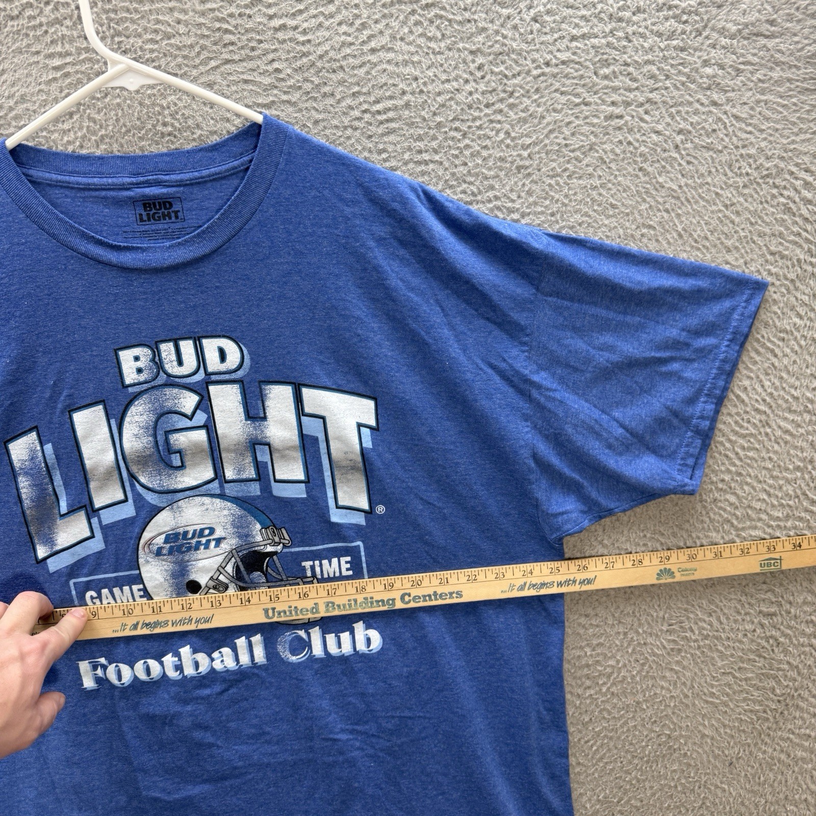 Bud Light Beer Shirt Adult 2XL XXL Blue Crewneck Tee Football Tailgate Party