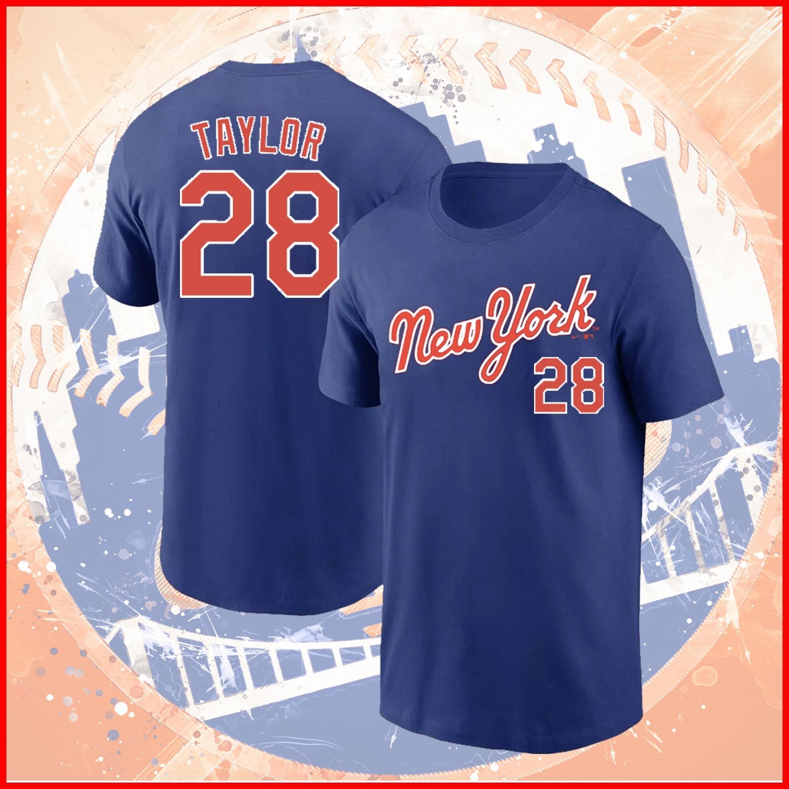 🔥 2026 Tyrone Taylor #28 New York Baseball Team Name & Number Fanmade FASTSHIP