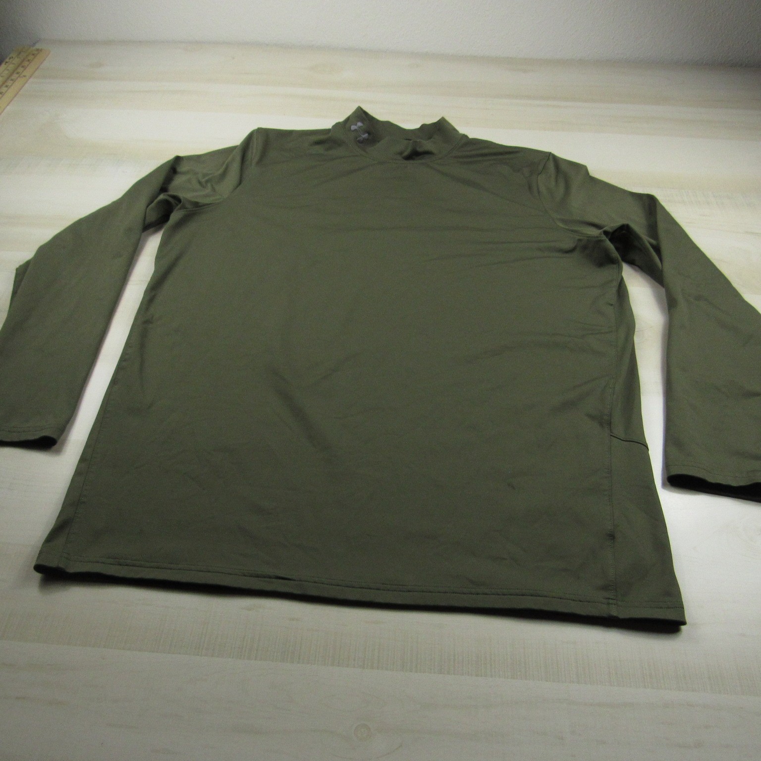 Under Armour Shirt Mens 2XL XXL Green Mock Cold Gear Fleece Long Sleeve