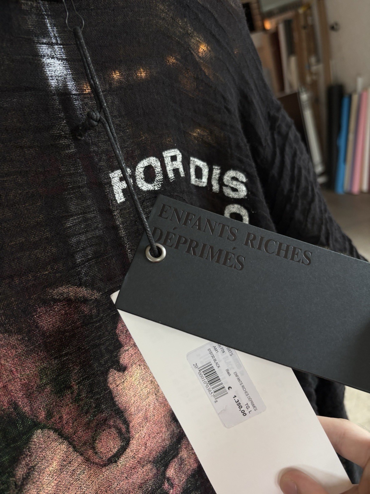 Enfants Riches Deprimes Dorothy Dunkd Sheer Long Sleeve Shirt. Size Large.
