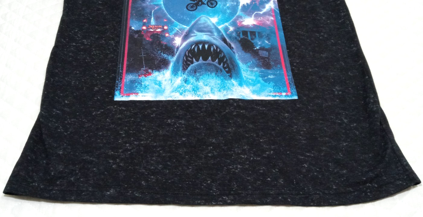 Universal Studios Men’s Medium T-Shirt E.T. Jaws Jurassic Park Black Overdye