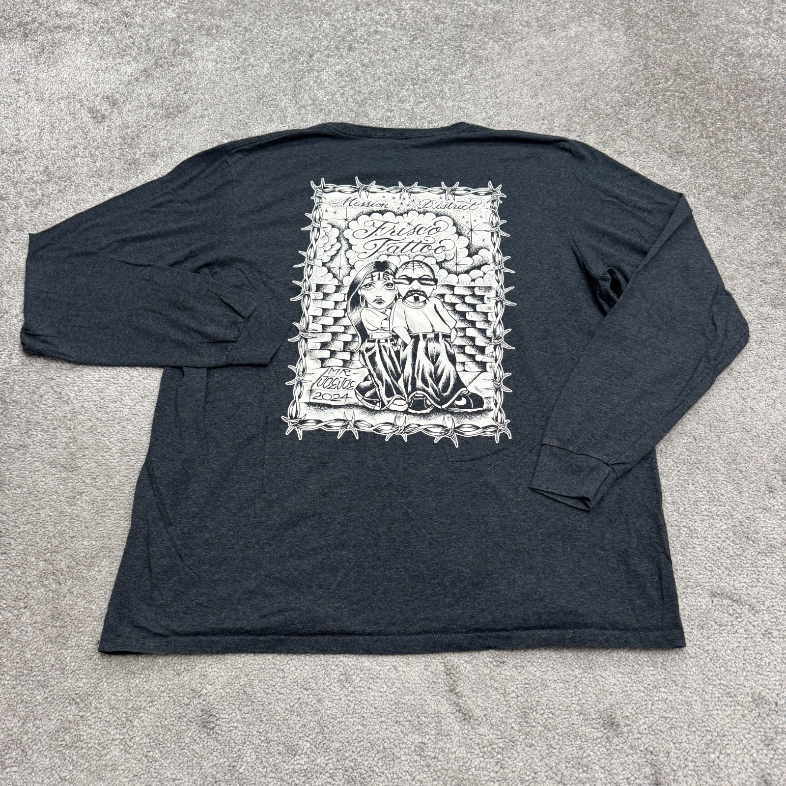 Russell Frisco Tattoo Mission District SF 2024 Graphic LS T-Shirt Mens XL Tee