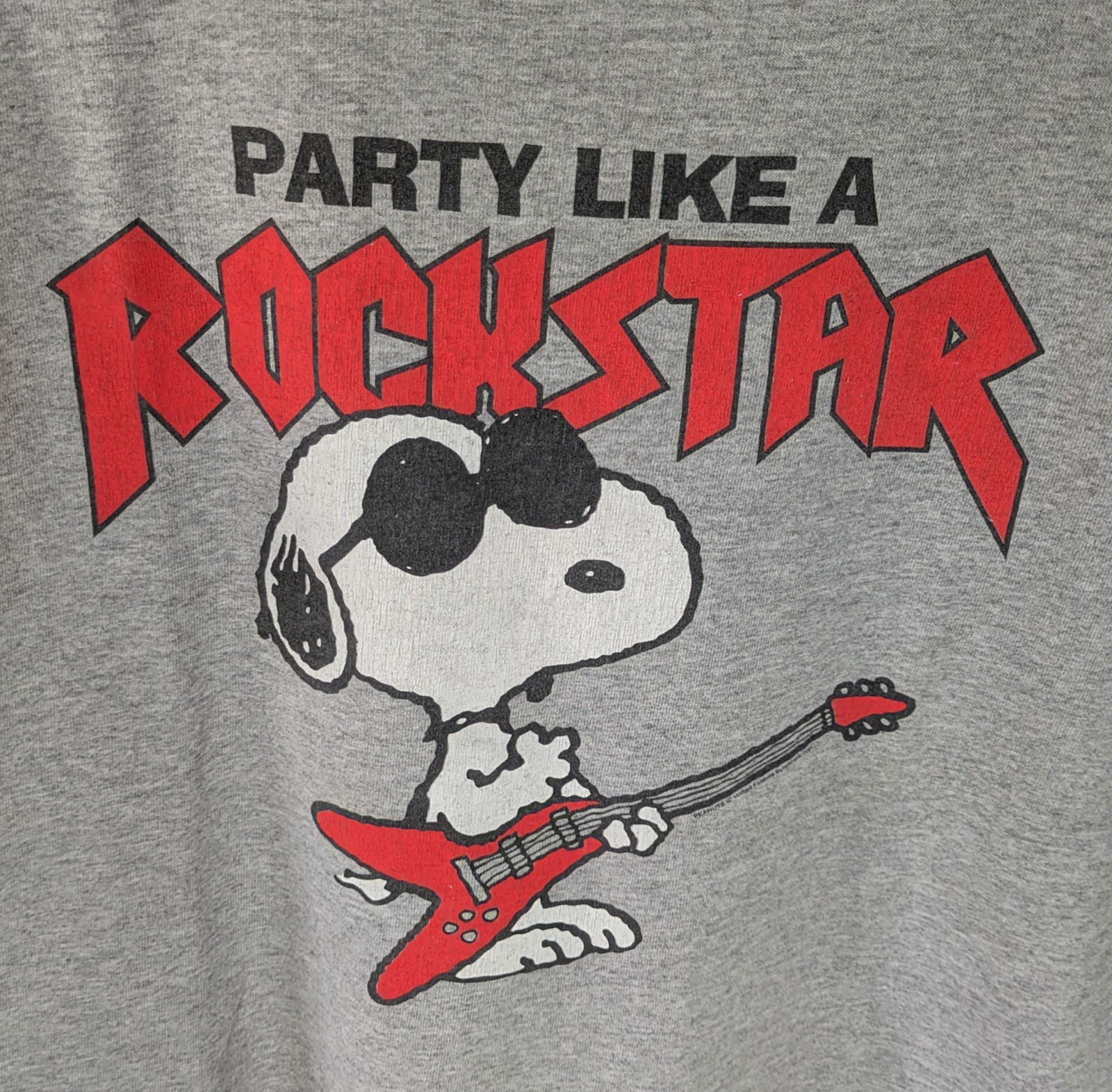 Vintage Peanuts SNOOPY T Shirt Delta Tag Party Like a Rockstar Unisex L Gray