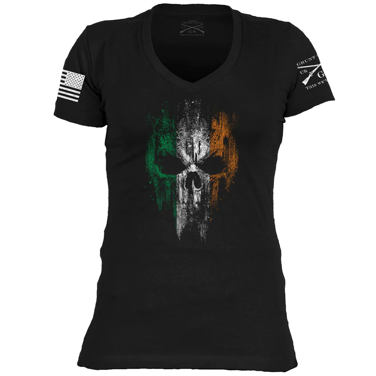 Grunt Style Women’s Irish Reaper V-Neck T-Shirt – Black