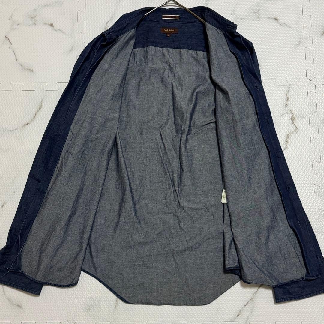 Paul Smith Denim Shirt Floral Pattern Long Sleeve Casual Formal Men Used Japan
