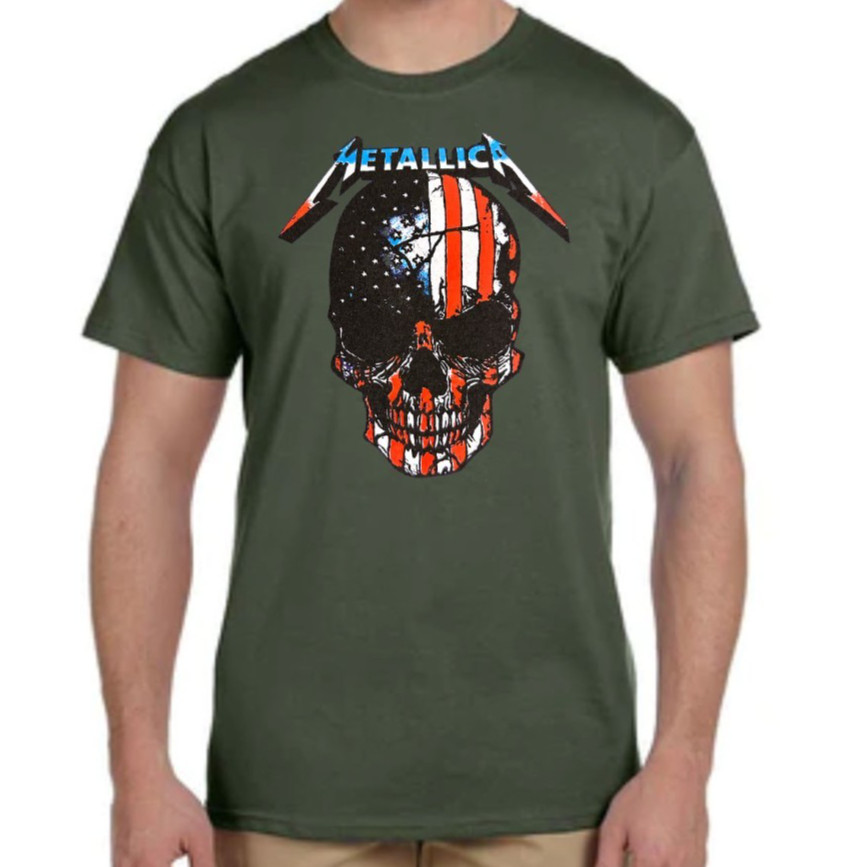 METALLICA AMERICAN SKULL PUNK ROCK Black T Shirt