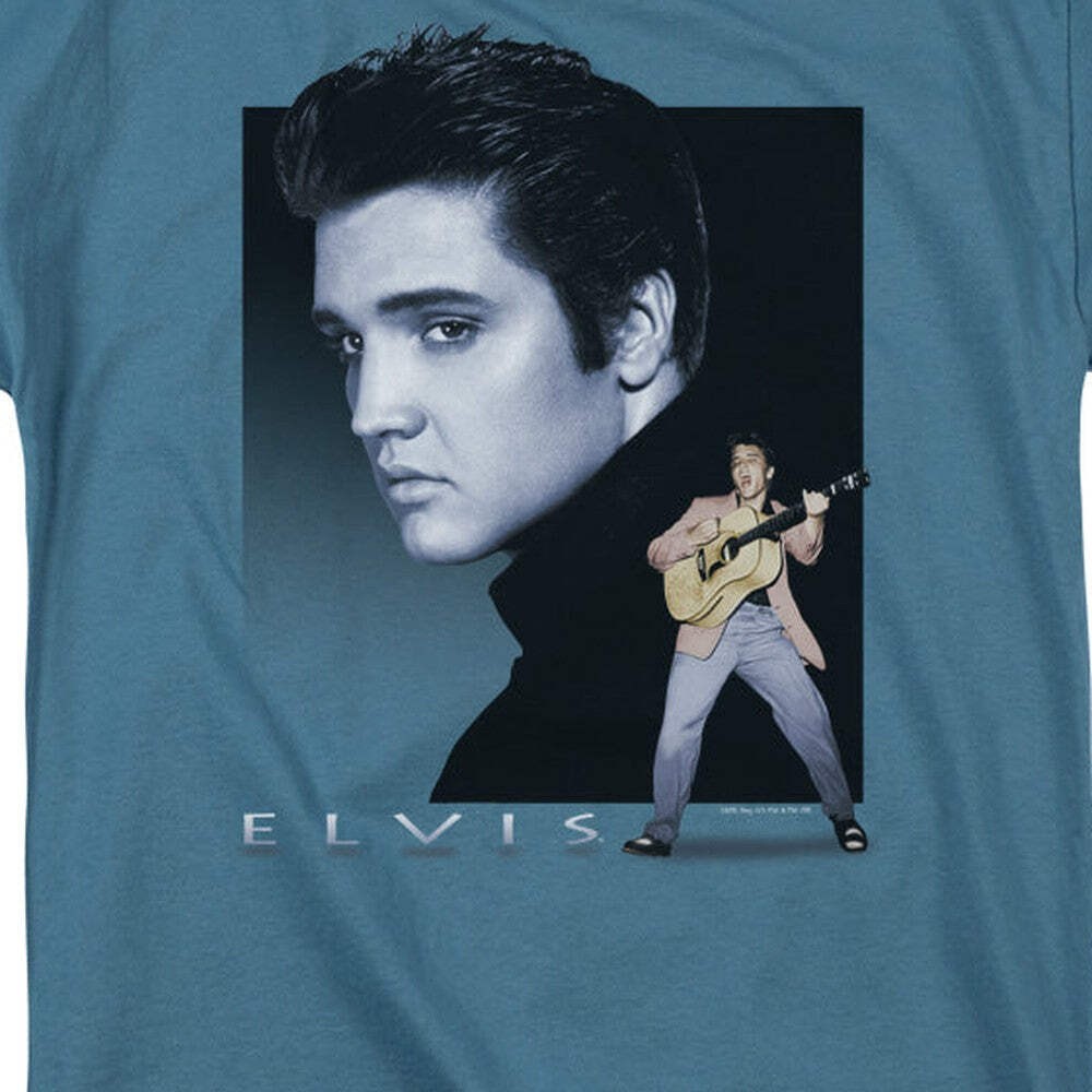 Elvis Presley Blue Rocker Licensed Adult Unisex T-Shirt Regular Fit Tee SM-3X