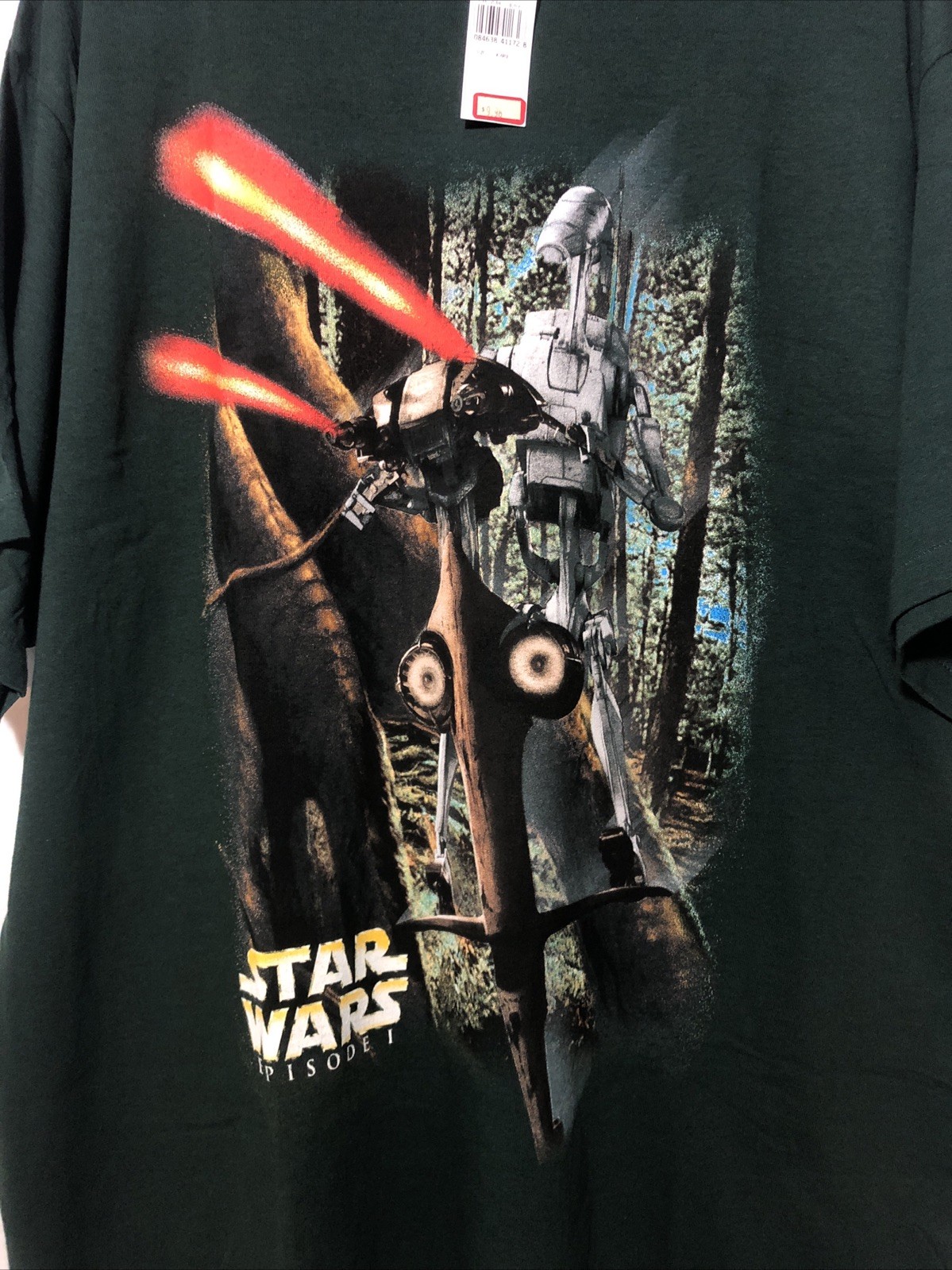 Vintage 1999 NWT! Star Wars Episode I Battle Droid STAP T-Shirt-Sz XL Dark Green