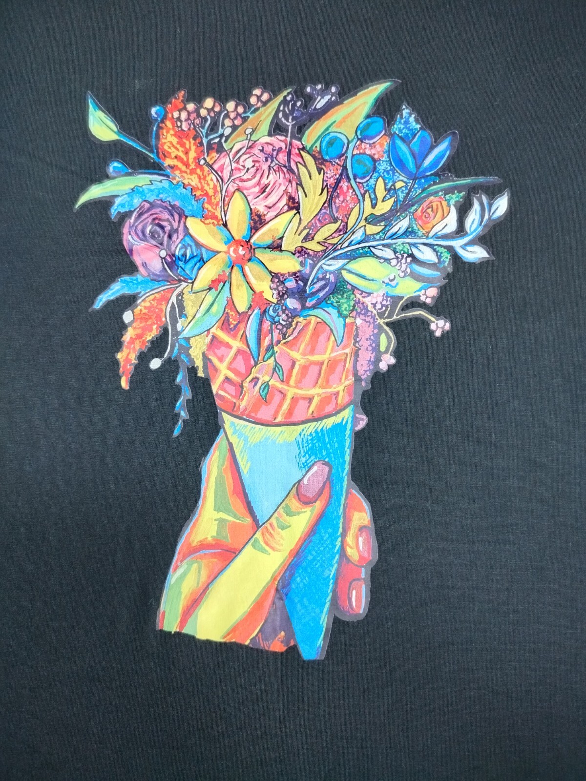 District Shirt Mens 2XL Black Graphic Print Short Sleeve Stretch Art Streetwear