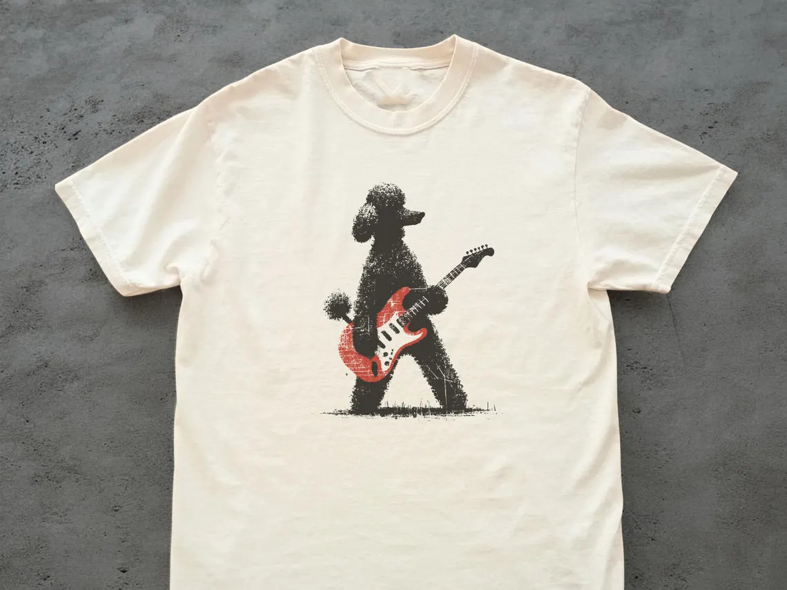 Dog Guitar Music Lover Cotton White T Shirt JJ02