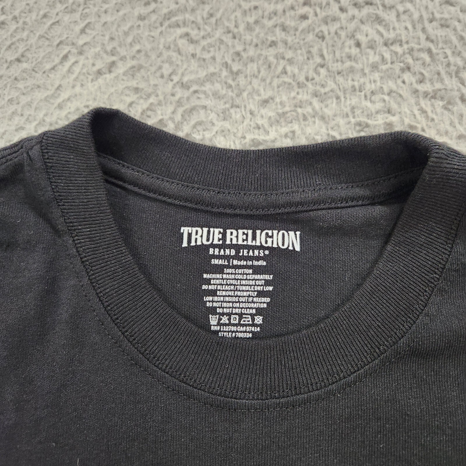 True Religion Shirt Men Small Jet Black Heavy Buddha Tee Short Sleeve Cotton New