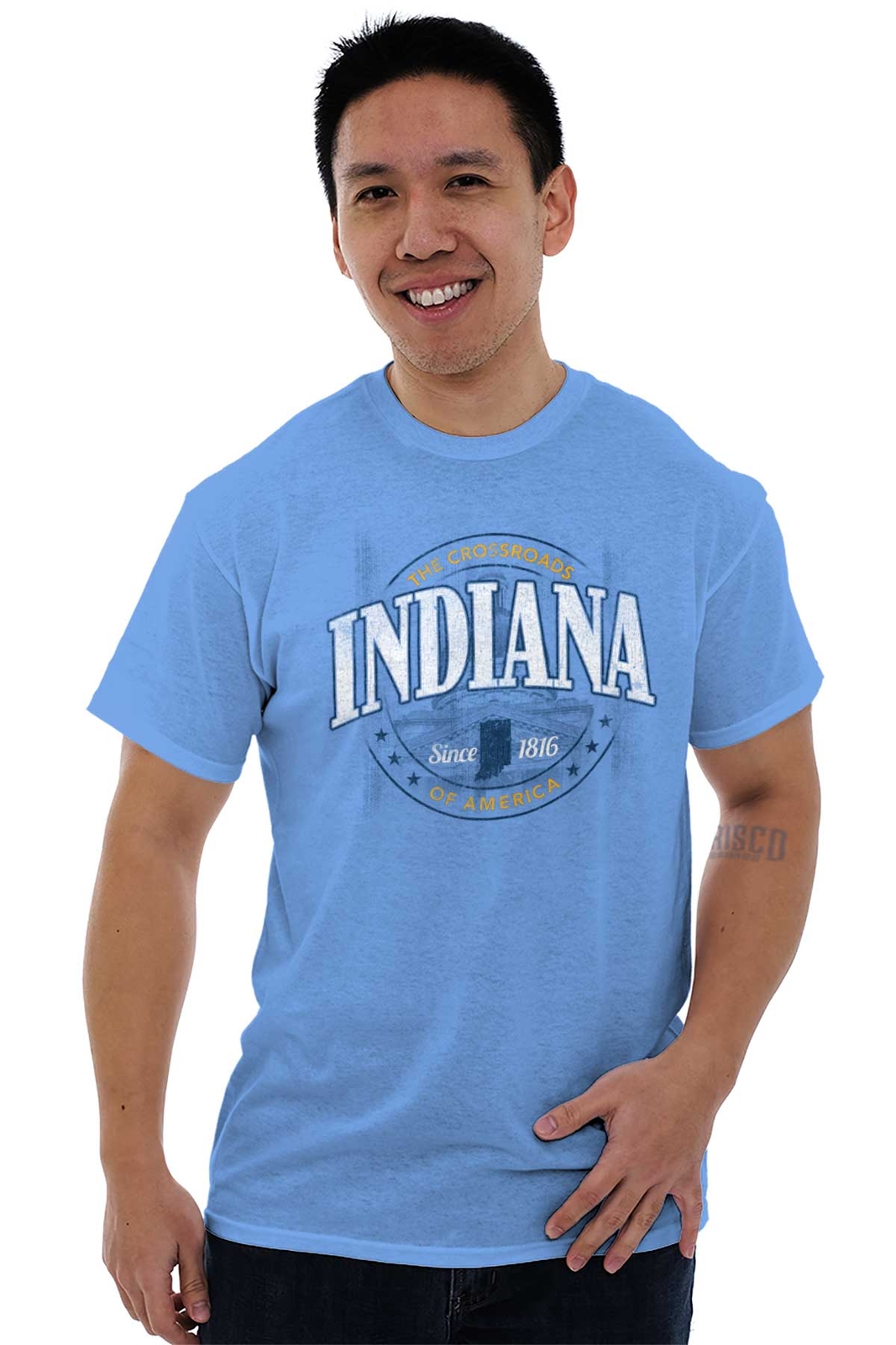 Indiana Hoosier State Crossroads Of America Adult Short Sleeve Crewneck Tee