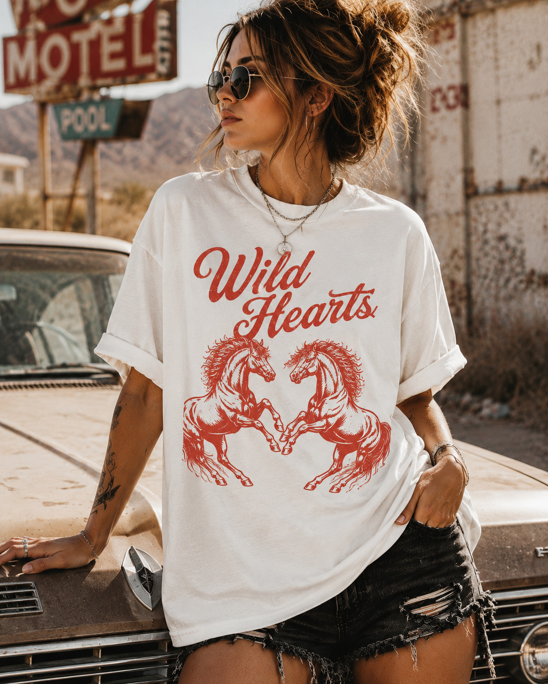 Wild Hearts Horse Shirt Vintage Western Cowgirl Cowboy Graphic Horse Tee