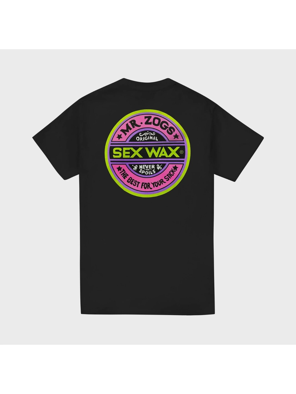 SEX WAX – Mens Fluoro T-Shirt – Black – Casual Short Sleeve Tee, All-Season, Fam