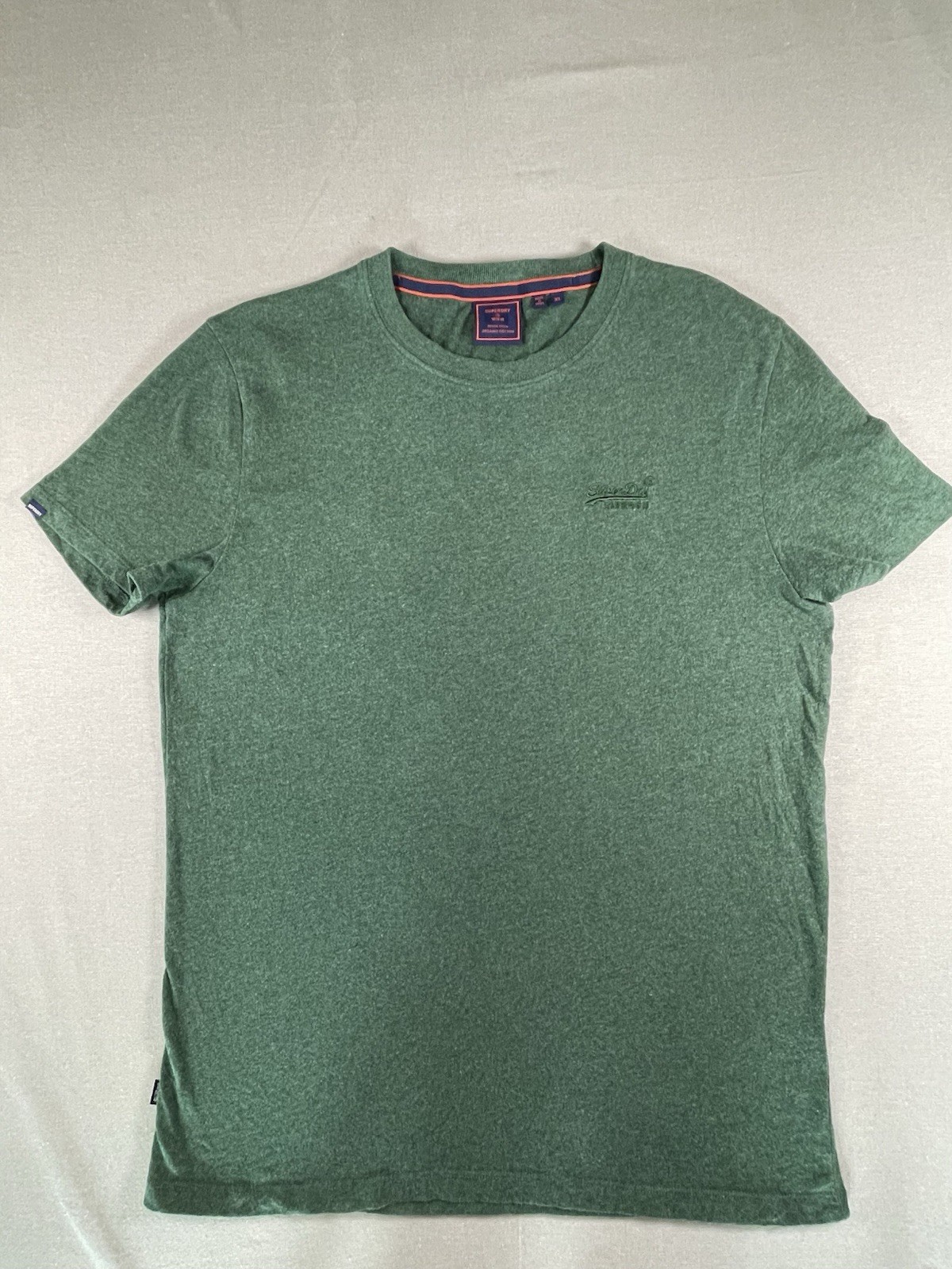 Superdry Men’s Vintage Logo Embroidered Crew Neck T-Shirt Green Marl Size XL