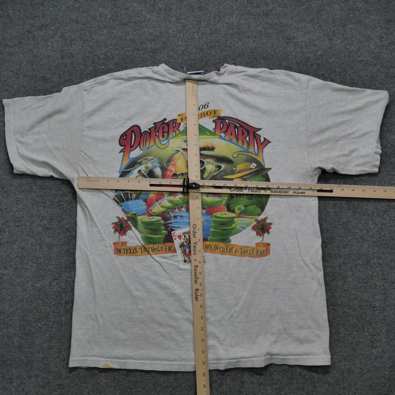 Vintage Caribbean Soul T Shirt Mens XL Grey Parrot Poker Party 2006 Y2K