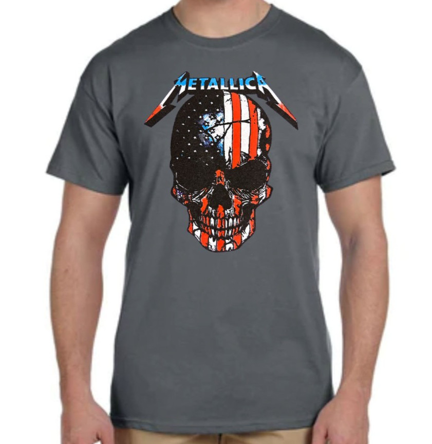 METALLICA AMERICAN SKULL PUNK ROCK Black T Shirt