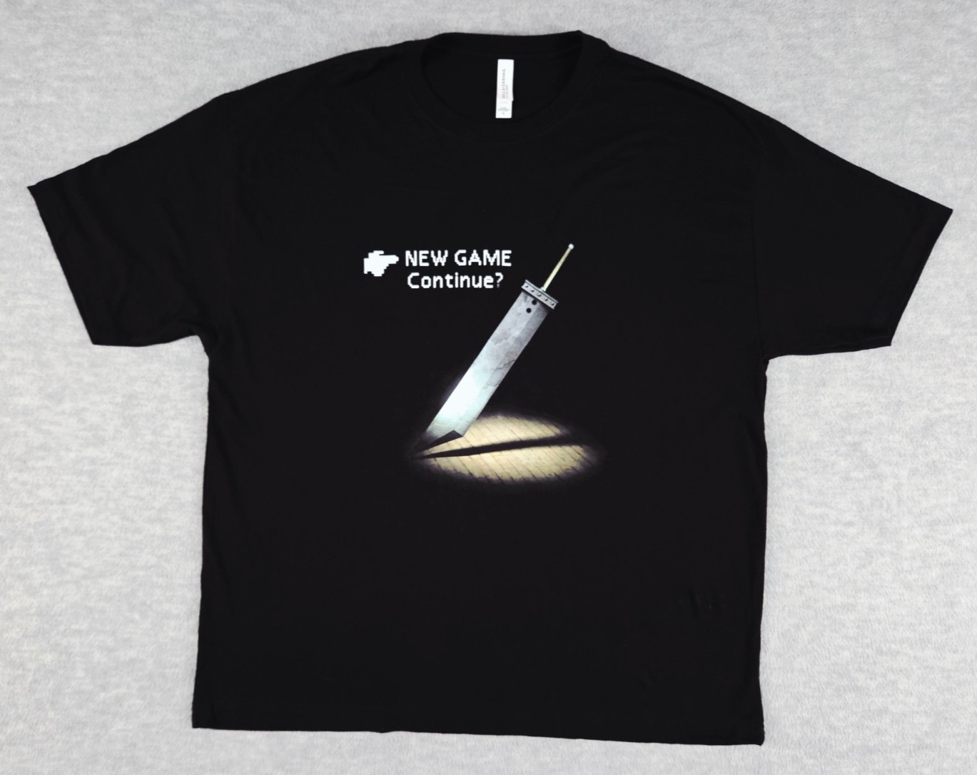 Final Fantasy VII New Game Continue Shirt Adult XL Black ~ Buster Sword