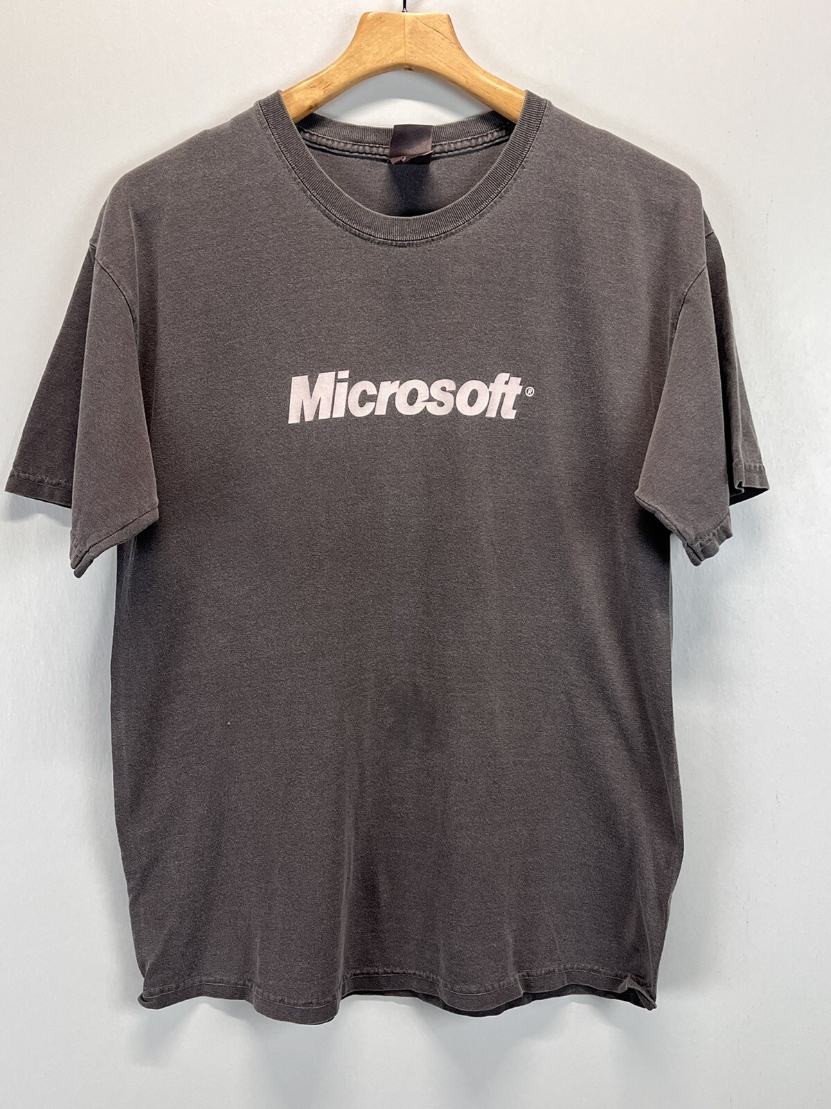 Vintage Microsoft Tshirt Sz L GUC Gray Software Short Sleeve District Threads