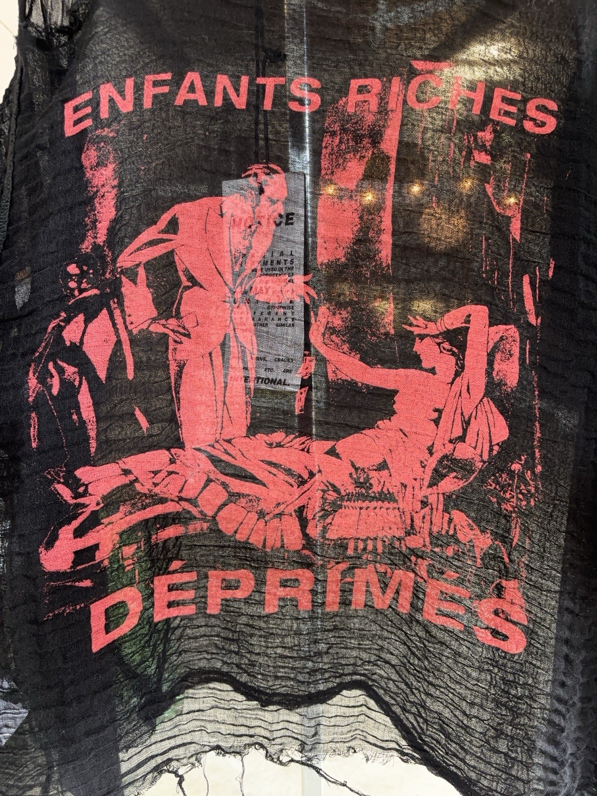 Enfants Riches Deprimes Dorothy Dunkd Sheer Long Sleeve Shirt. Size Large.