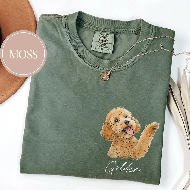 Custom Watercolor Pet Face Comfort Tee Personalized Dog Cat Portrait
