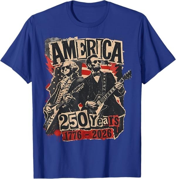 George Washington Lincoln Playing Guitar Abe Lincoln 250th T-Shirt