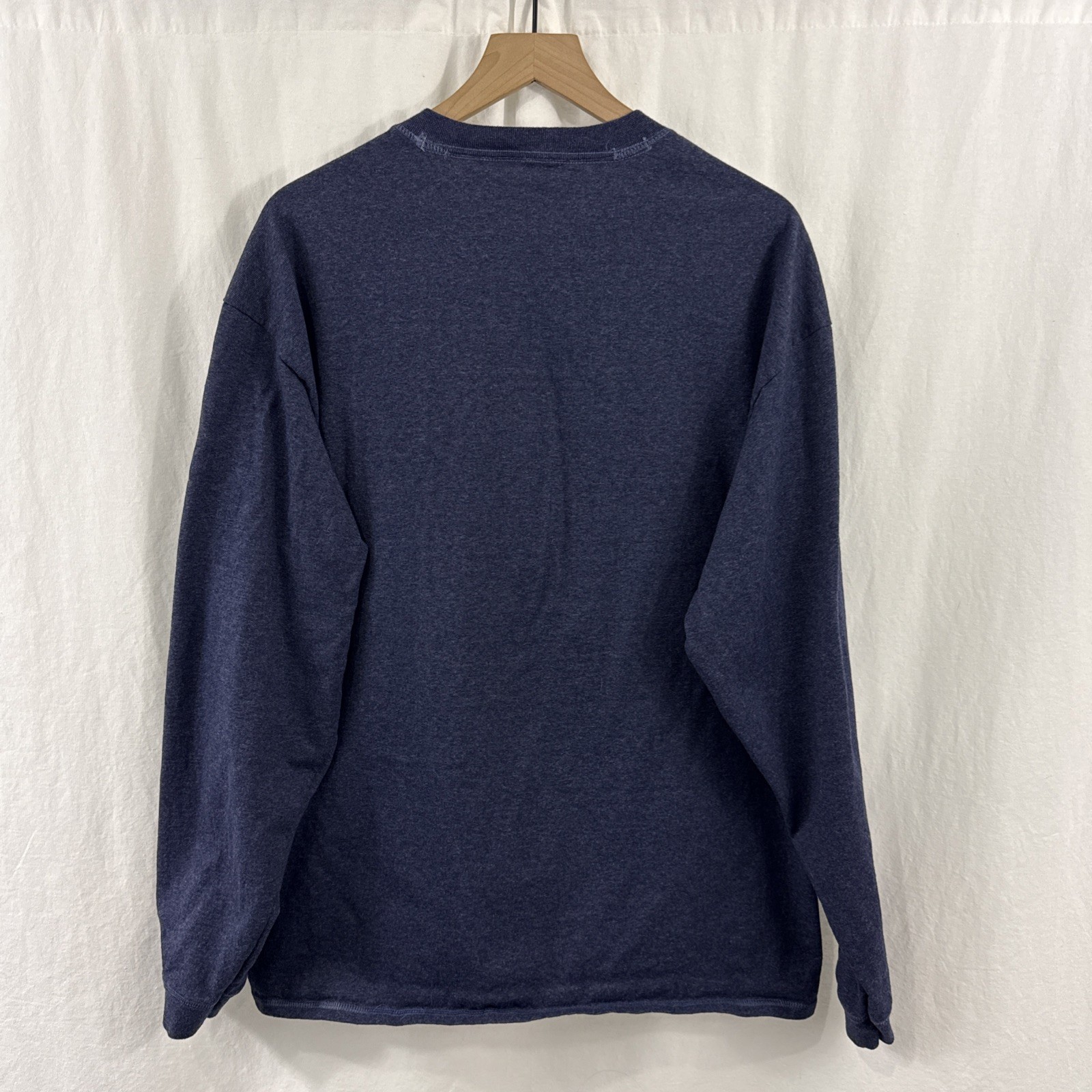 Hanes Men’s Beefy-T Navy Blue Henley Long Sleeve Cotton Shirt Big & Tall X-Large
