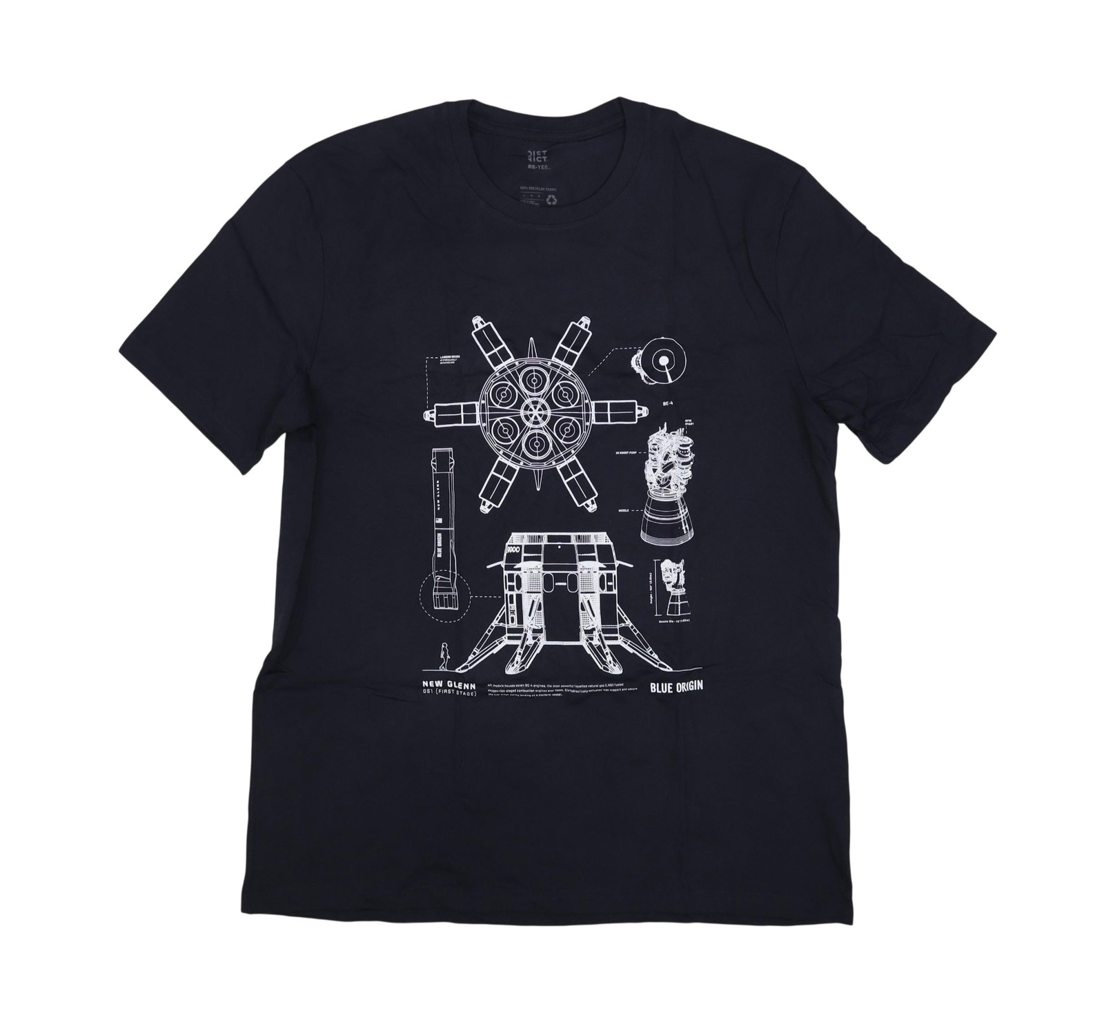 District Shirt Mens Large Blue Blue Origin New Glenn Rocket Graphic Tee T-Shirt