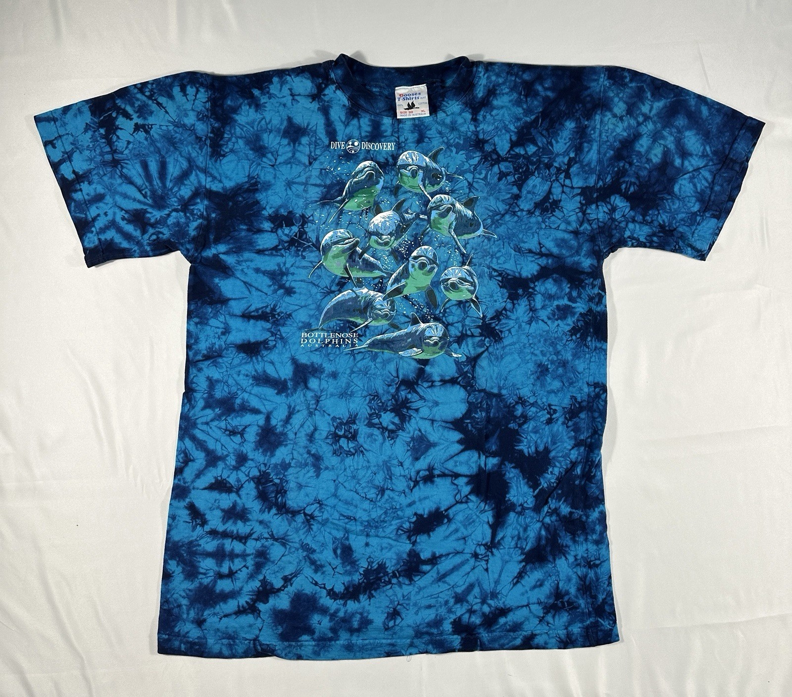 Vintage 90s Aboriginal Art Bottlenose Dolphins Ocean Single Stitch T-shirt Sz XL