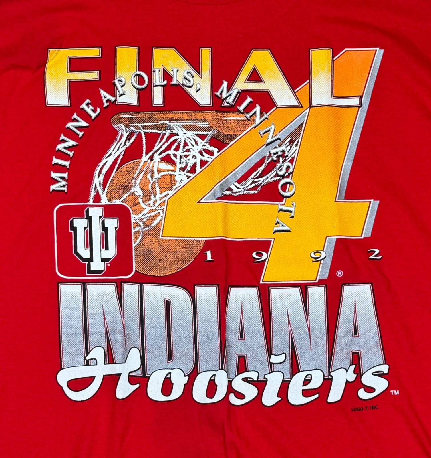 Fruit Of The Loom Vtg Made In USA 1992 Indiana Hoosiers NCAA Final 4 T-Shirt XL