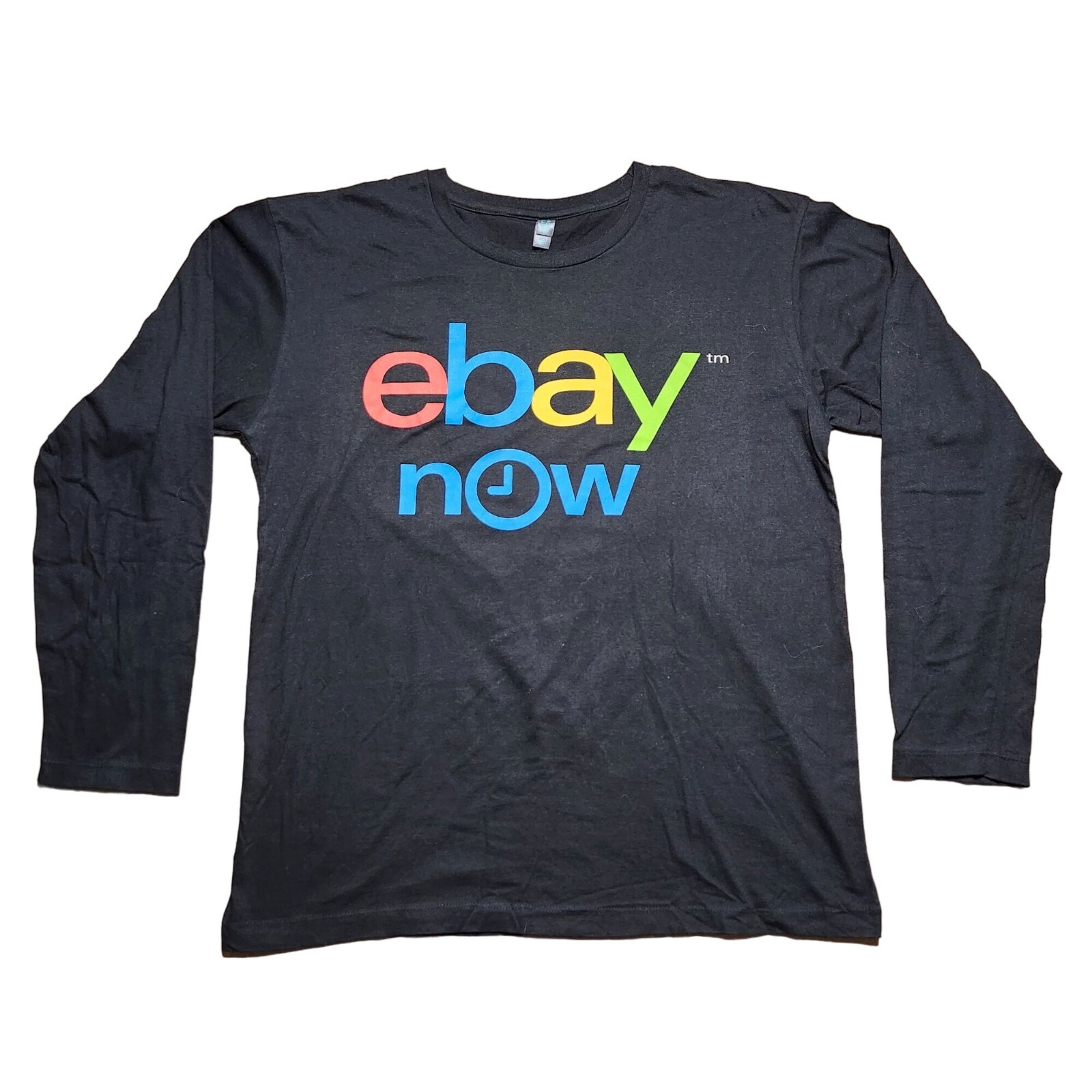 eBay Now Logo Black Long Sleeve T-Shirt Medium District Made Reseller Swag