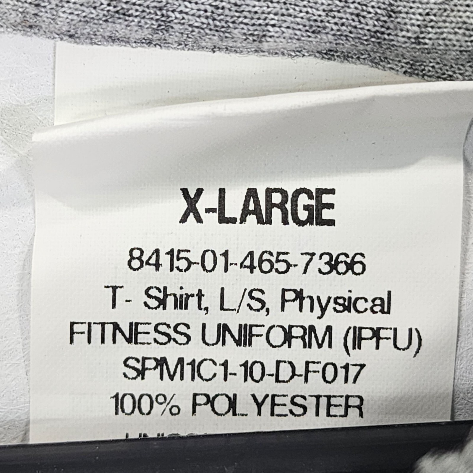 Mens Gray Army Physical Fitness Uniform Shirt Long Sleeve 100% Polyester Size XL