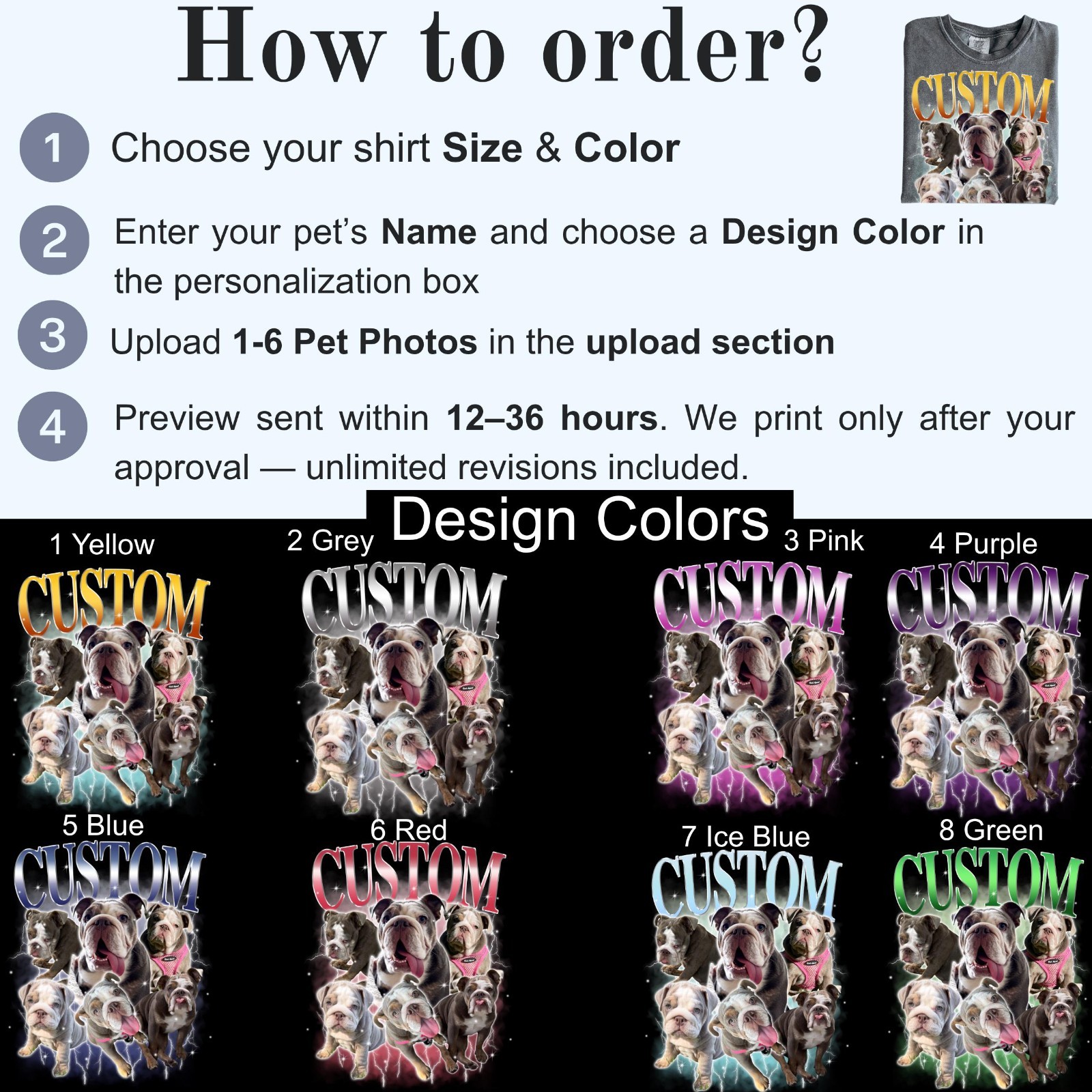 Custom Pet Portrait T-Shirt Vintage Photo Name Dog Cat Graphic Tee Gift