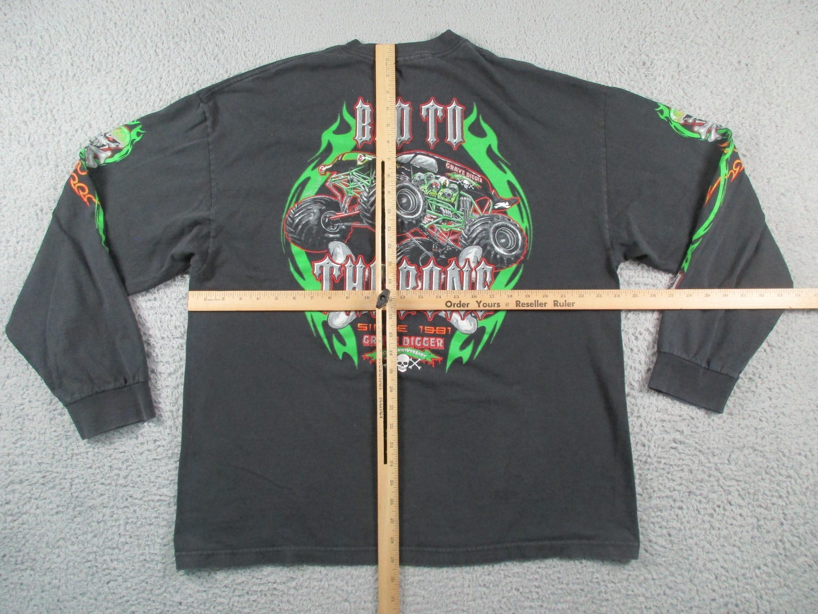 Grave Digger Shirt Mens 2XL Black Bad To the Bone Vintage Monster Truck