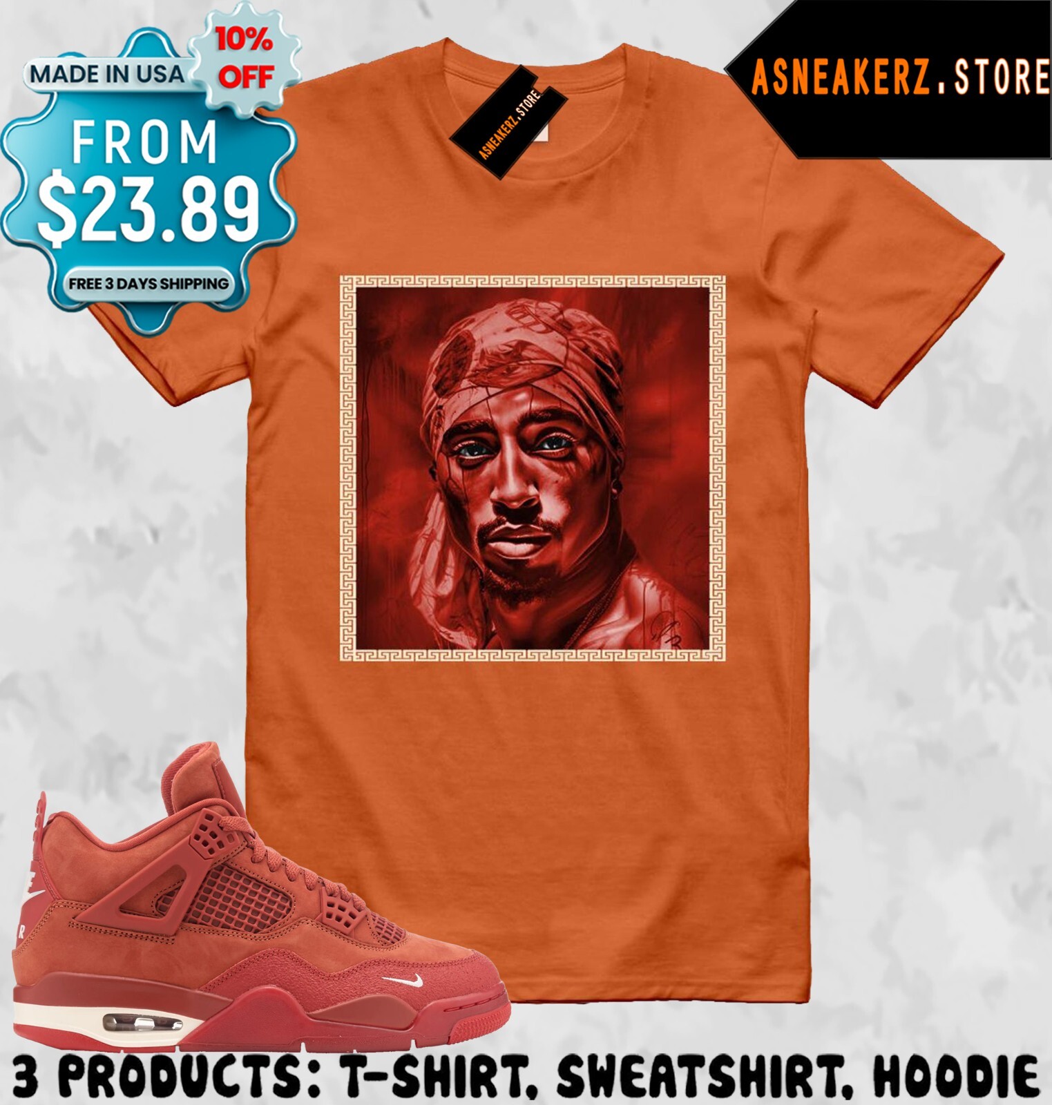 Shirt Matching AJ 4 Nigel Sylvester Brick by Brick Match Sneaker Tupac T-Shirt