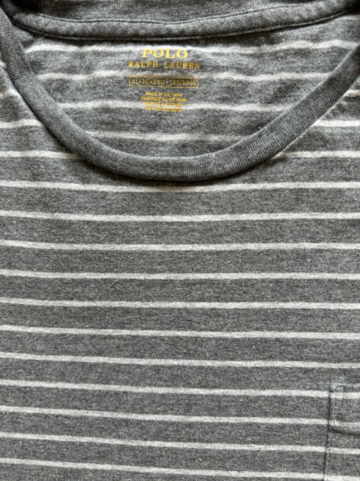 Polo Ralph Lauren Men’s XL Stripe Pocket T-Shirt Gray Pony Logo Casual Tee