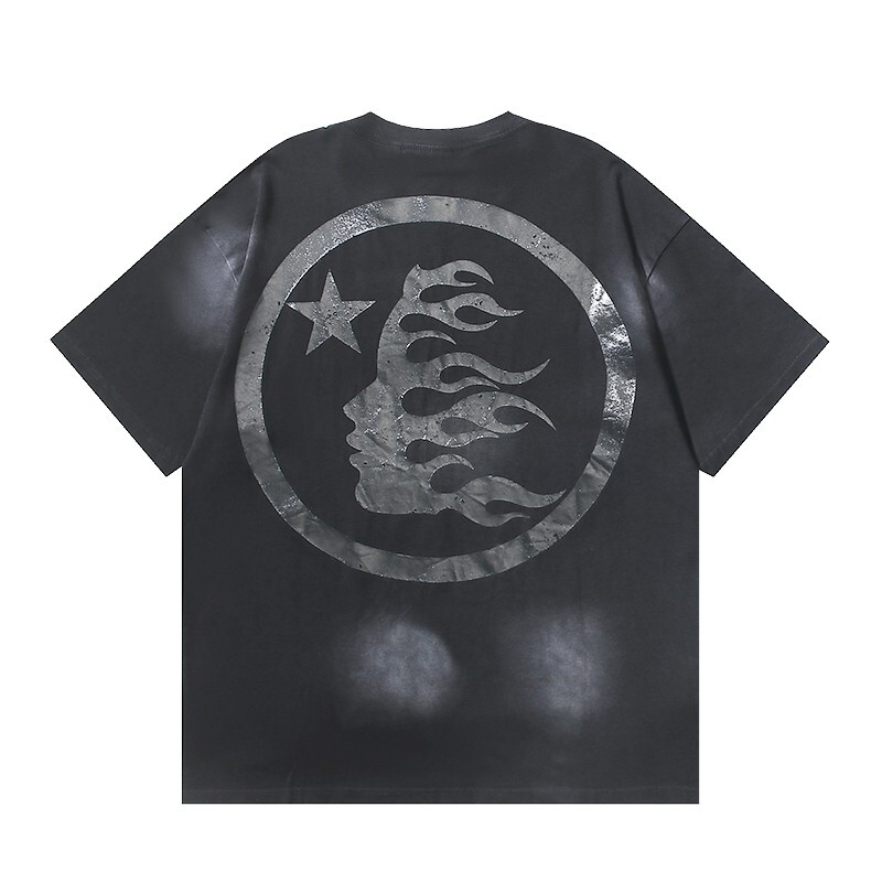 Men’s Hell star Classic Big Logo Water Printed Short sleeved T-shirt 2 Black