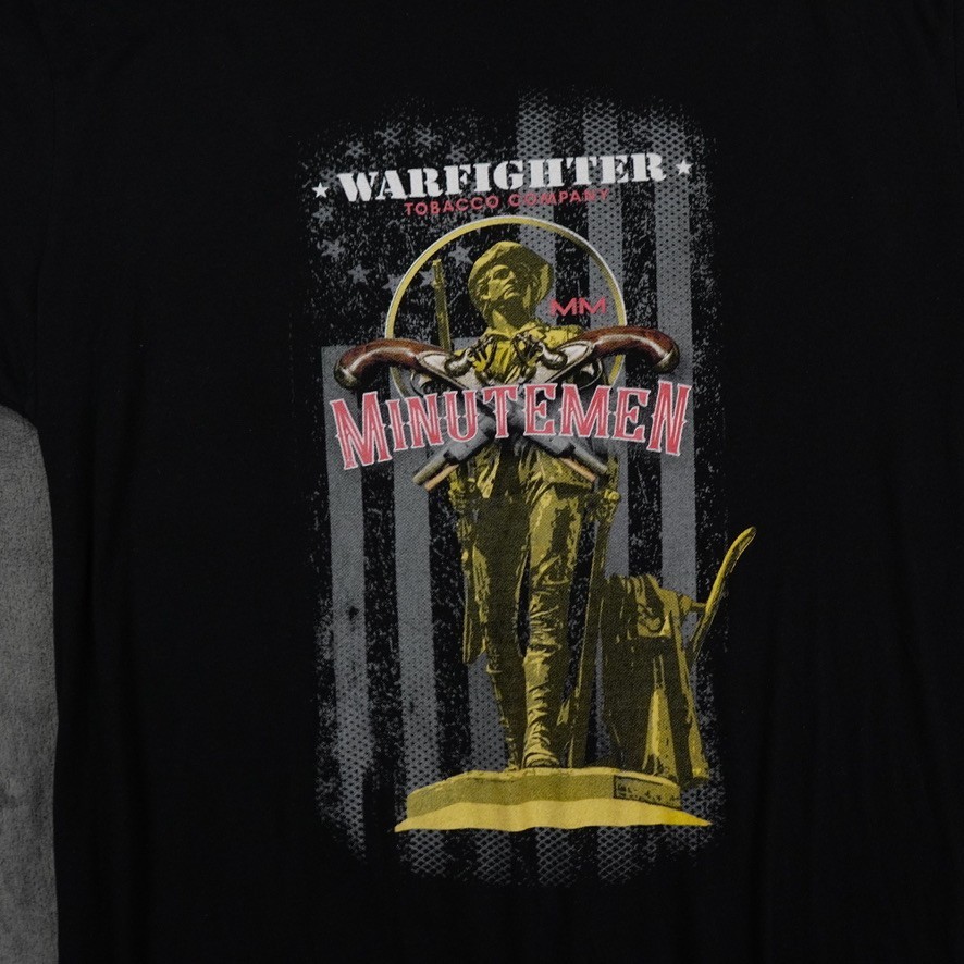 Warfighter Tobacco Company Minutemen T Shirt Mens Large Black Graphic Cigars