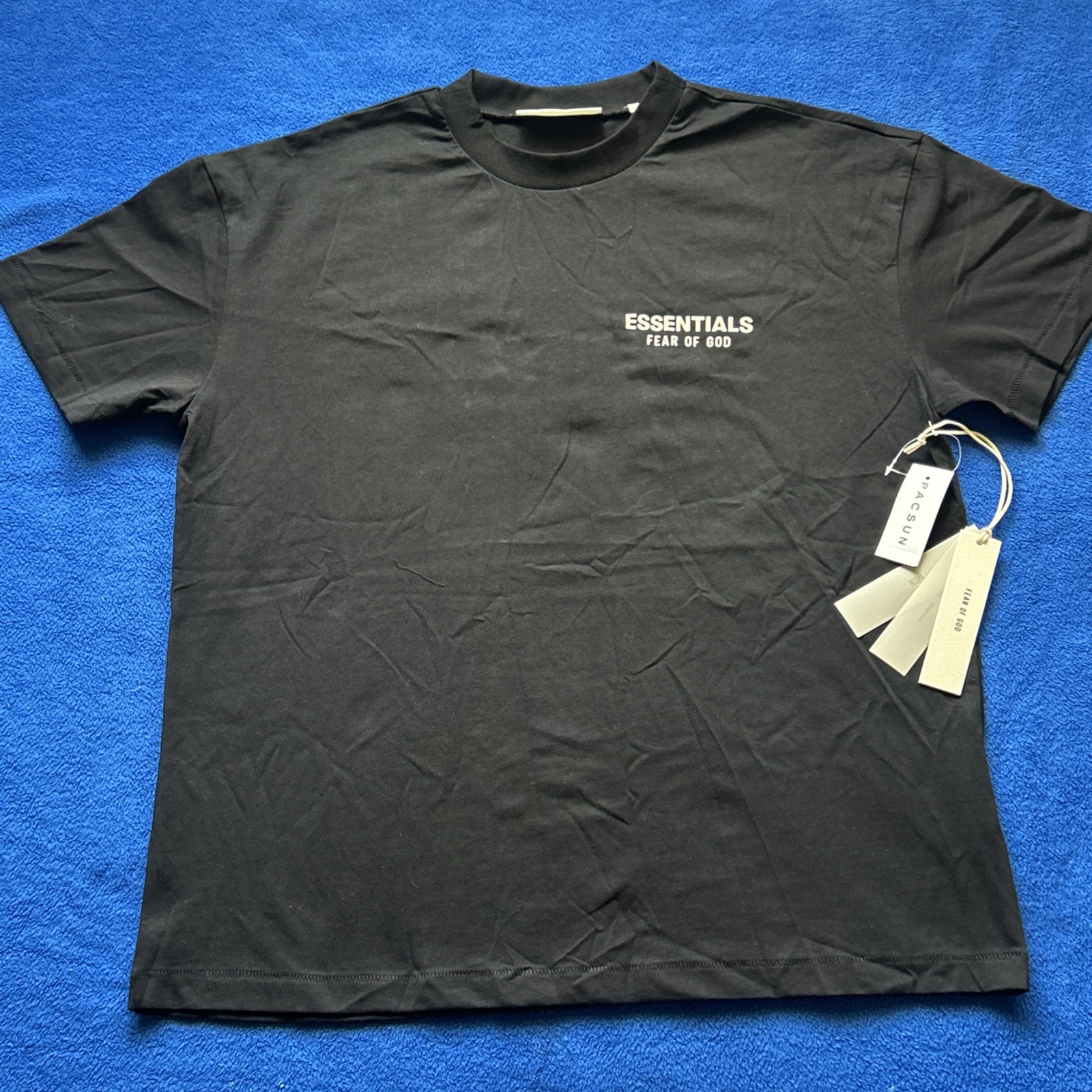Fear of God ESSENTIALS Jet Black Logo T-Shirt Size XL