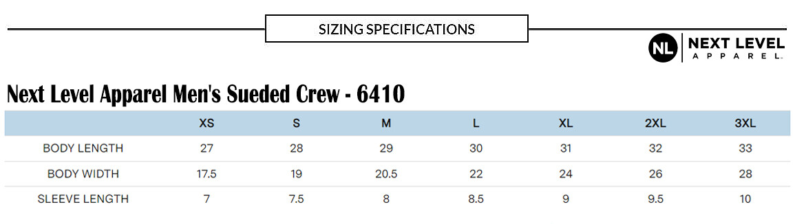 Next Level Unisex Sueded Crew Neck Premium Fit T-Shirt Short Sleeve T-Shirt 6410