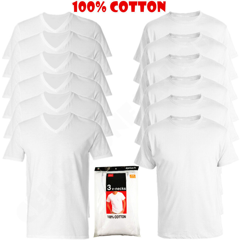 3-Pack Men’s Black/White 100% Cotton V-Neck T-Shirts “Tag less ~Undershirt”
