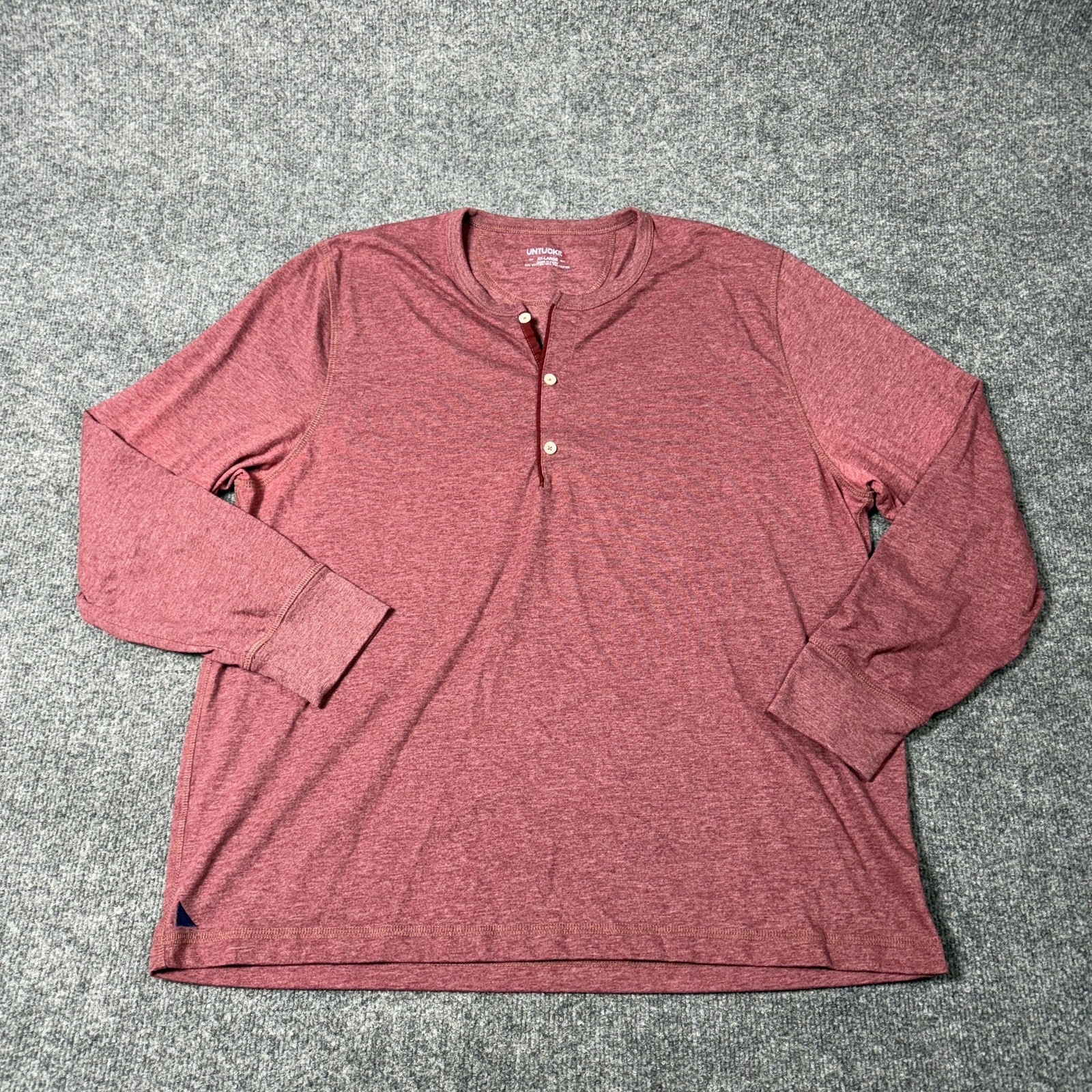 UNTUCKit Henley Shirt Mens 2XL Red Long Sleeve Tagless Cotton Blend Soft Knit