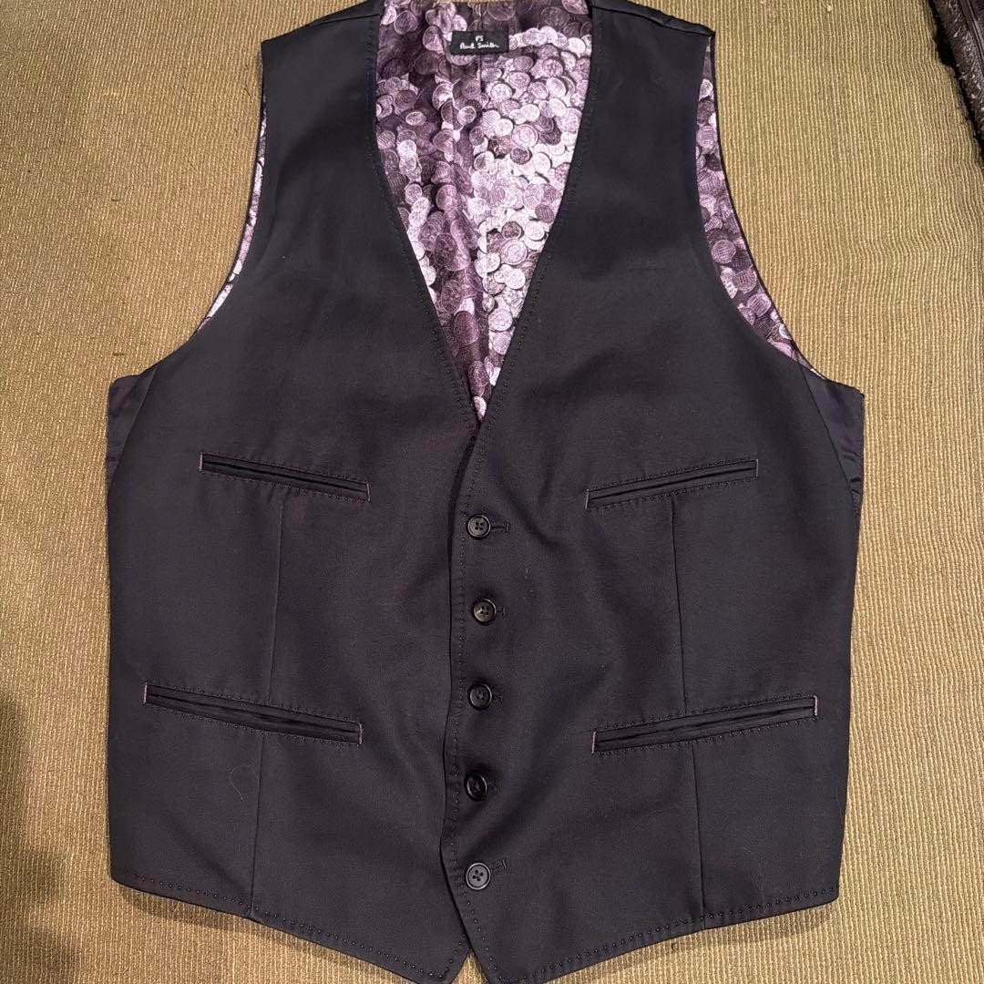 Paul Smith Black Vest Gilet Coin-Lined Casual Formal Japan For 14+