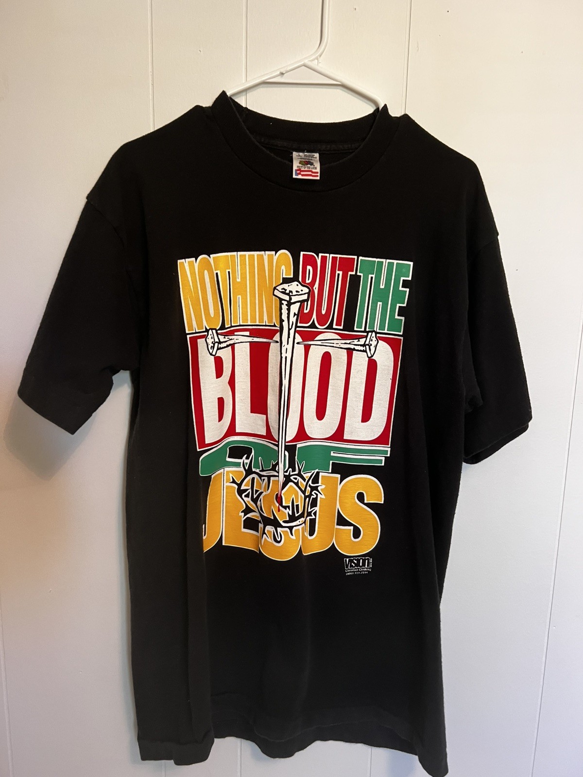 Vintage 1993 The Blood Of Jesus Single Stitch Double Sided T-Shirt Size L