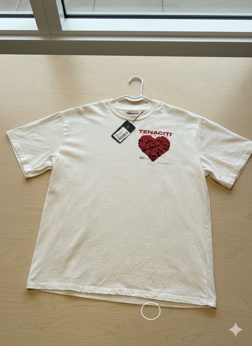 Tenaciti Men’s Skeleton Heart Embroidered T-Shirt Blue Size Medium New W Tags