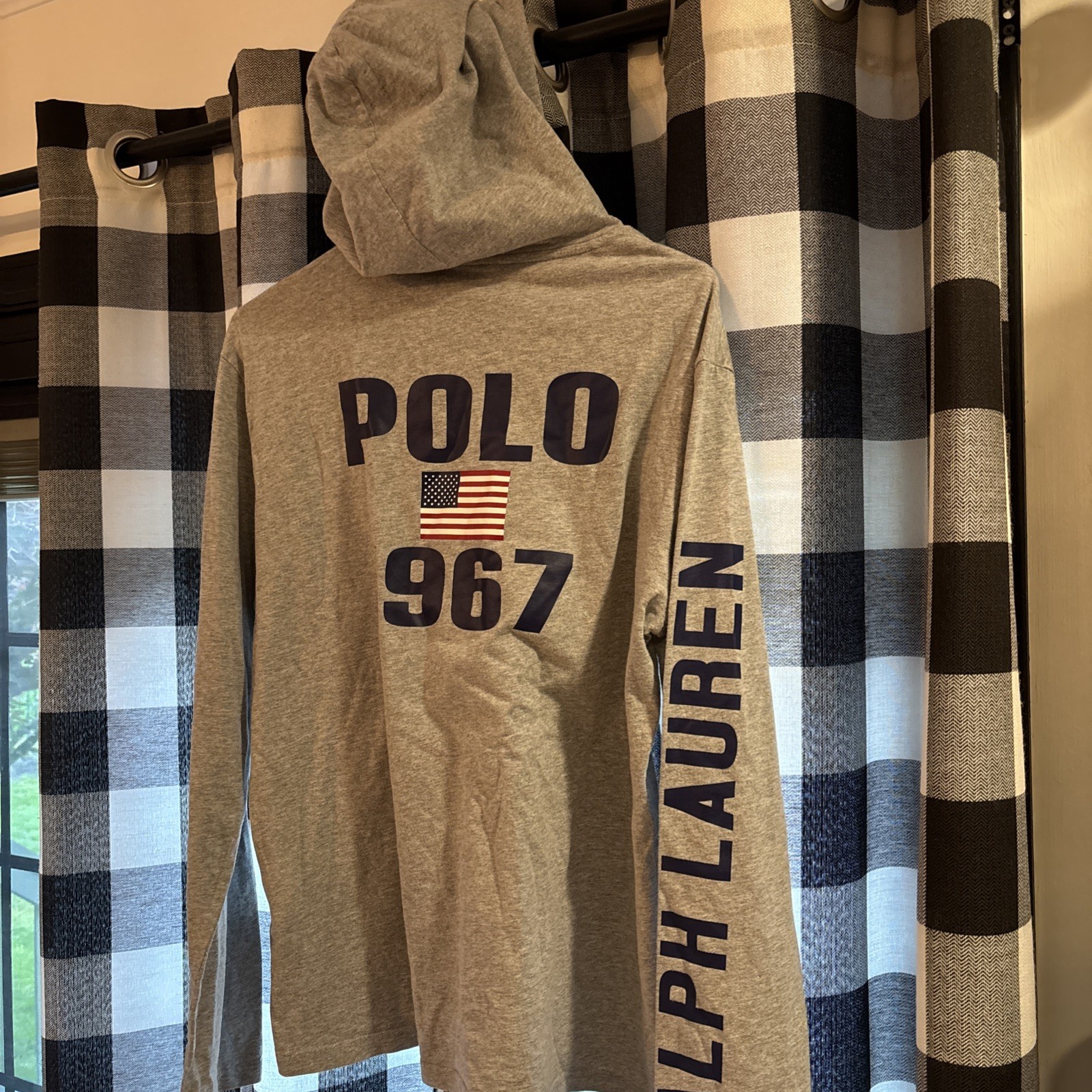 Polo Ralph Lauren, Medium, Gray Big Pony Hooded Long Sleeve 1967, Lightweight