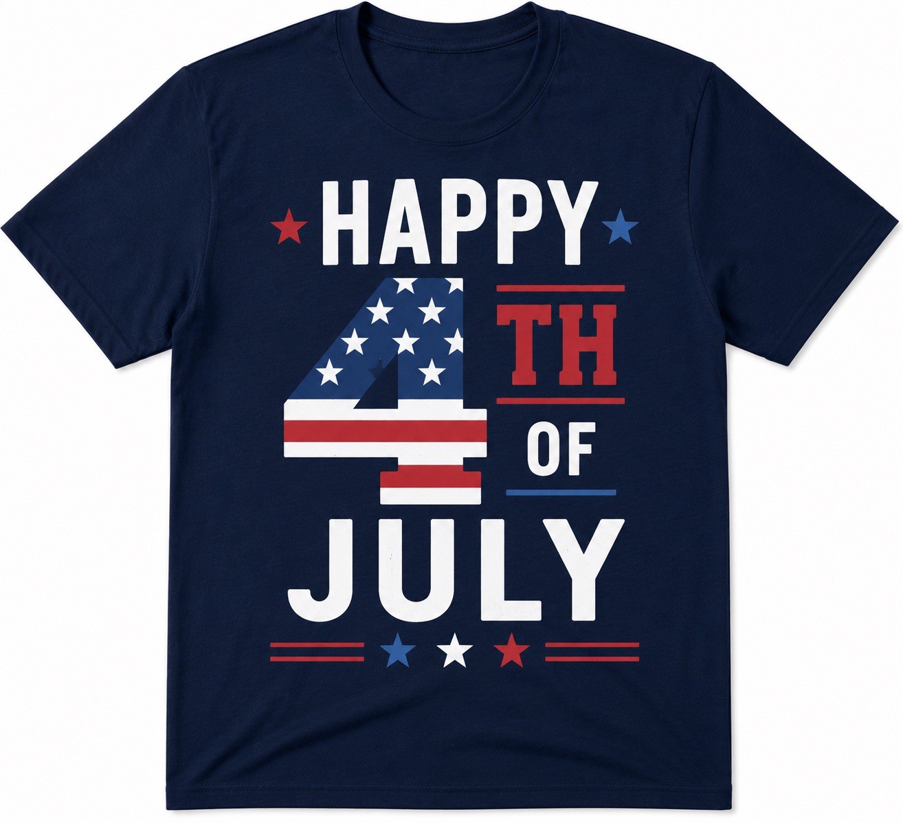 t-shirt for men 4th of July USA flag patriotic graphic blue crew neck