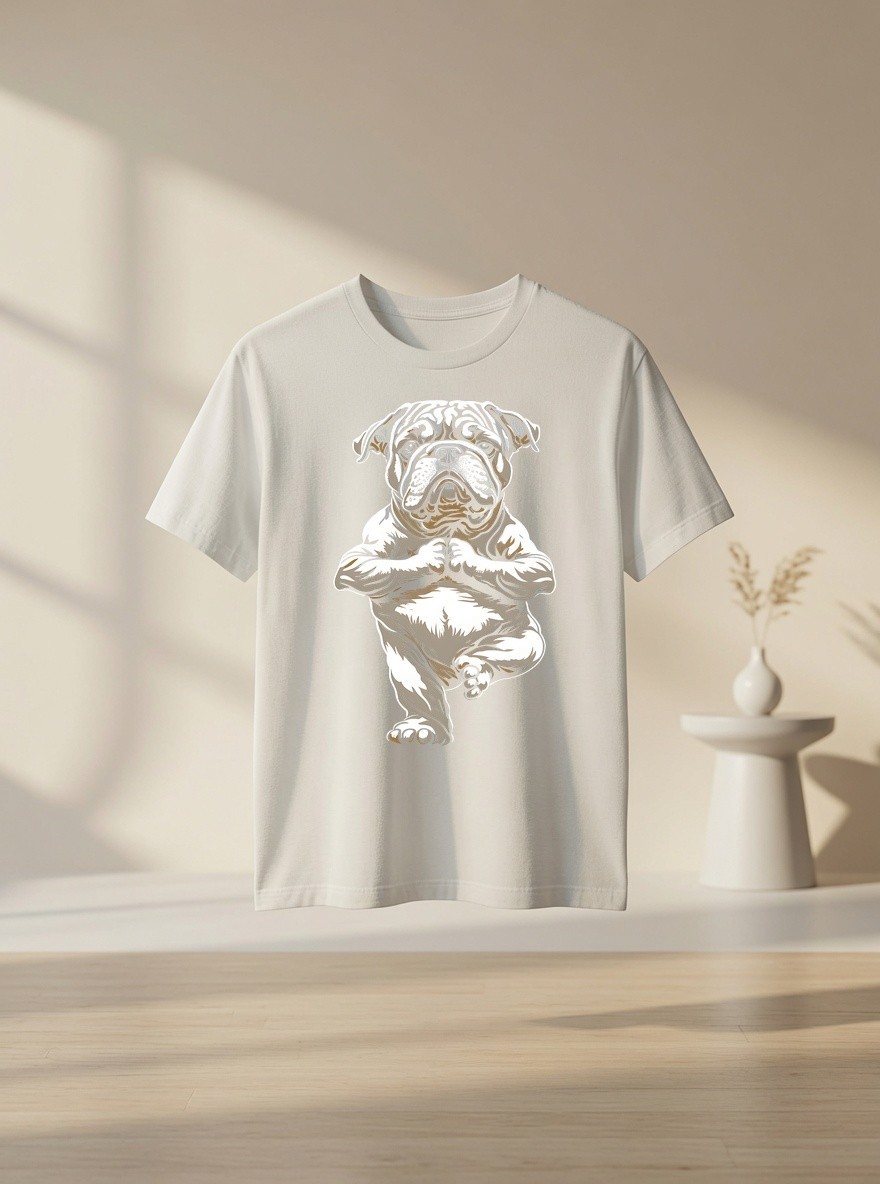 English Bulldog Yoga Puppy Funny Dogs Tree Pose Vrikshasana Premium Tri-blend