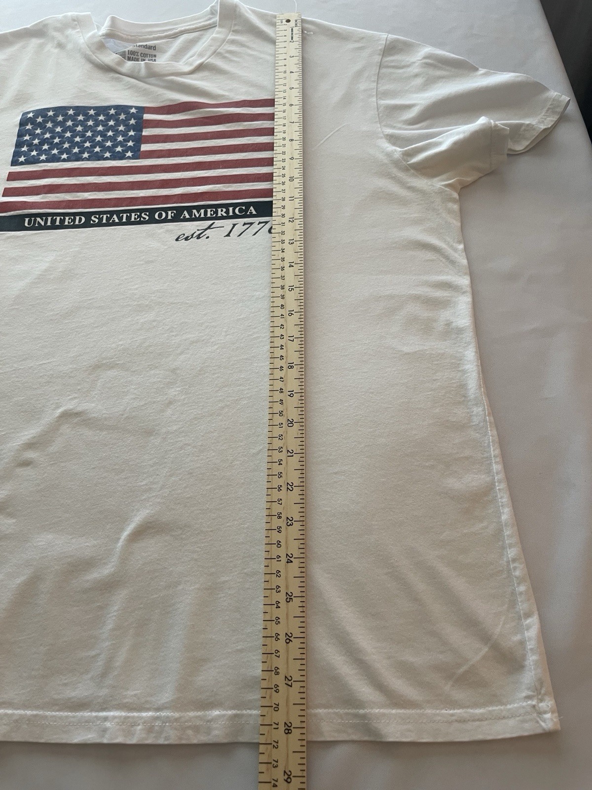 General Standard Men’s USA Flag Graphic T-Shirt Crew Neck Cotton White XL