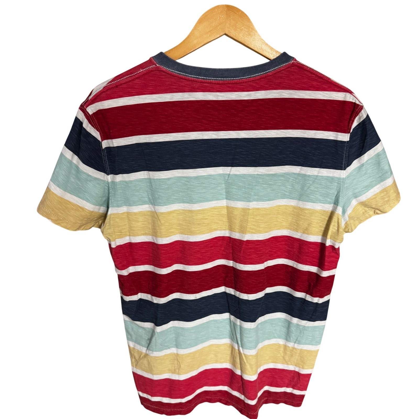 American Eagle Mens V-Neck T-Shirt Bundle 2PK Striped Athletic Fit Blue Multi M
